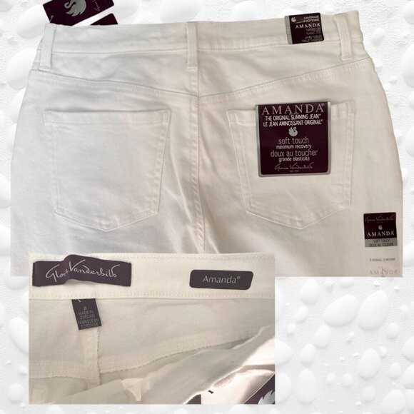Gloria Vanderbilt NWT AMANDA Vintage White stretch slimming jeans Size: 8 - Picture 7 of 12